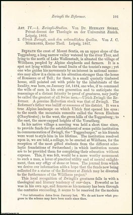 Item #508331 Zwingli, the Reformer. An uncommon original article from the North British Review,...