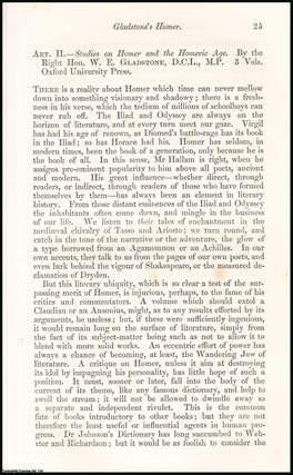 Item #508363 Gladstone's Homer : studies on Homer & the Homeric Age. An uncommon original article...
