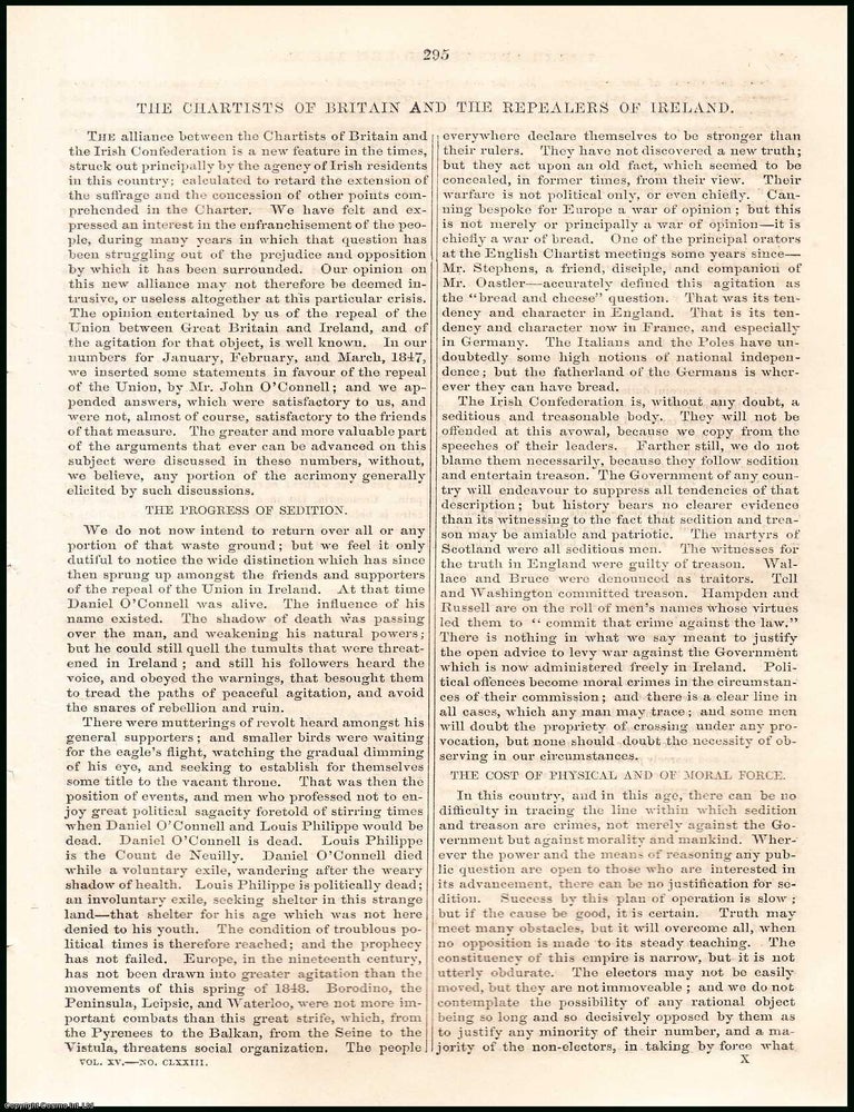 Item #508391 The Chartists of Britain & the Repealers of Ireland. An original article from...