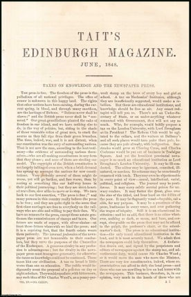 Item #508393 Taxes on Knowledge & the Newspaper Press. An original article from Tait's Edinburgh...