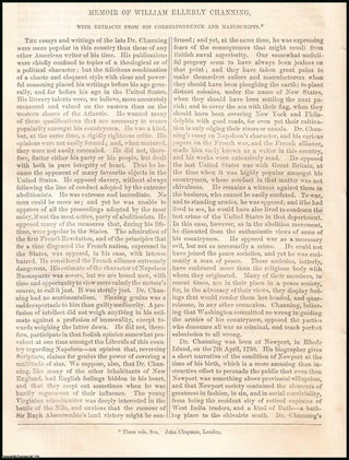Item #508394 Memoir of William Ellerly Channing. An original article from Tait's Edinburgh...