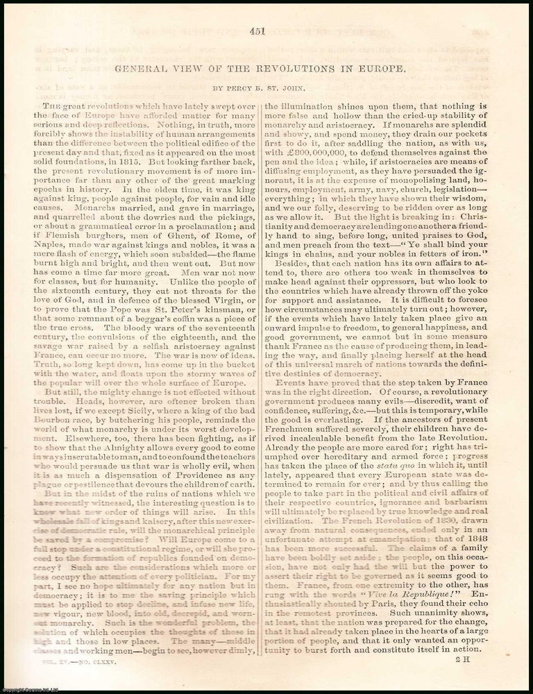 Item #508396 General View of the Revolutions in Europe. 38 pages. An article printed in 1848,...