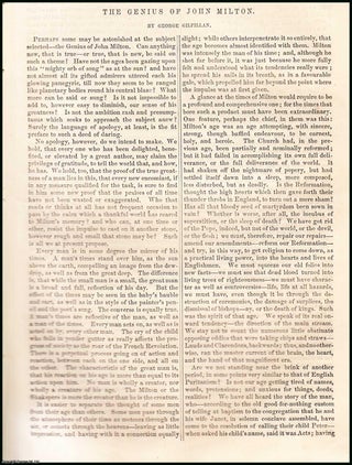 Item #508398 The Genius of John Milton. An original article from Tait's Edinburgh Magazine, 1848....