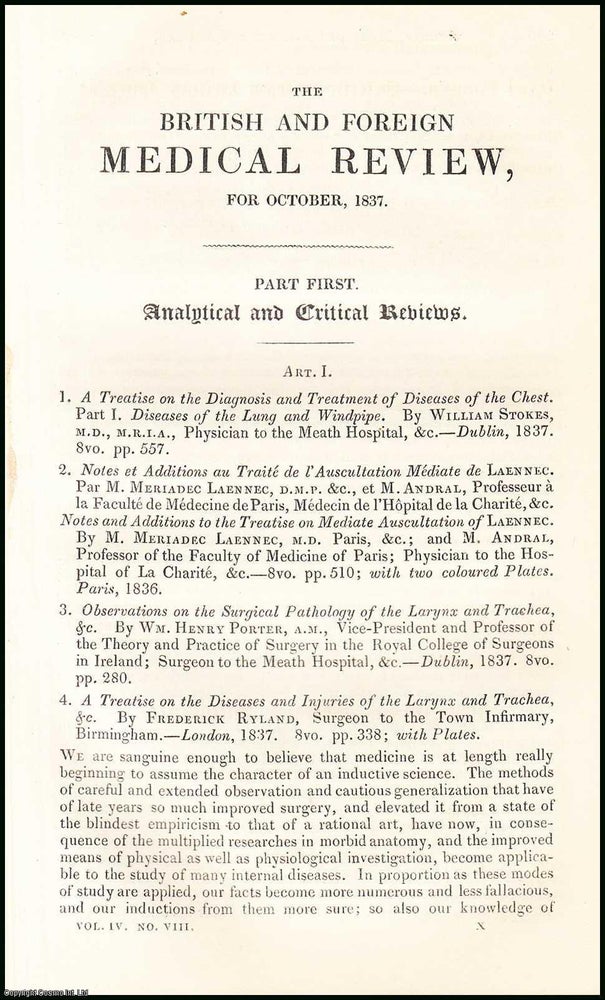 Item #508424 Diseases of the Chest. An original essay from the British & Foreign Medical...