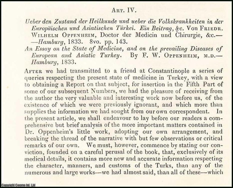 Item #508426 An Essay on the State of Medicine, & on the Prevailing Diseases of European...