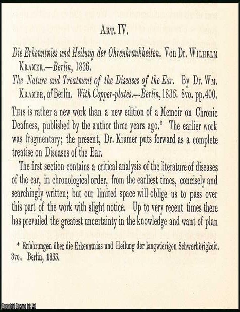 Item #508432 The Nature & Treatment of the Diseases of the Ear. An original essay from the...