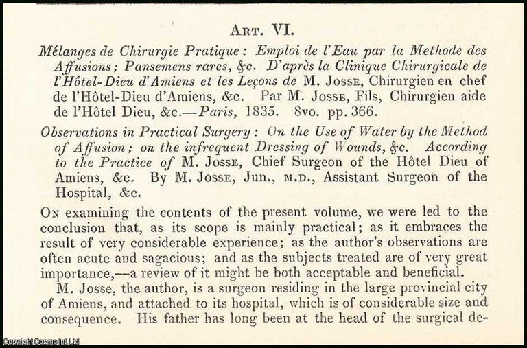 Item #508433 Observations in Practical Surgery : on the use of water by the method of Affusion ;...