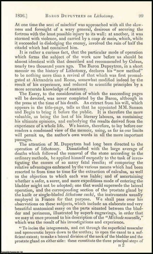 Item #508445 Lithotomy : Midwifery. An original essay from the British & Foreign Medical...