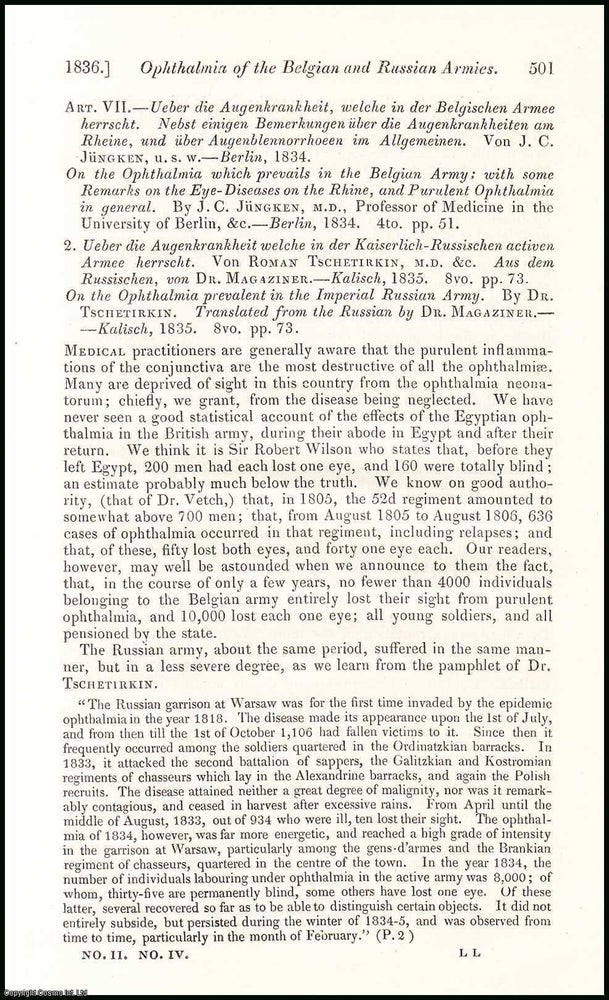 Item #508455 The Belgian & Russian Armies. An original essay from the British & Foreign...