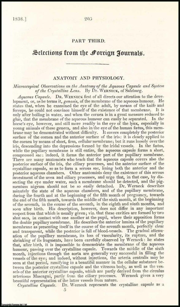 Item #508474 Microscopical Observations on the Anatomy of the Aqueous Capsule & System of the...