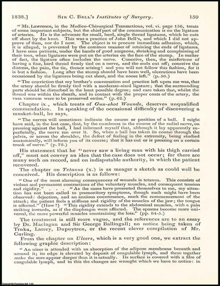 Item #508476 Institutes of Surgery, by Sir Charles Bell. An original essay from the British &...