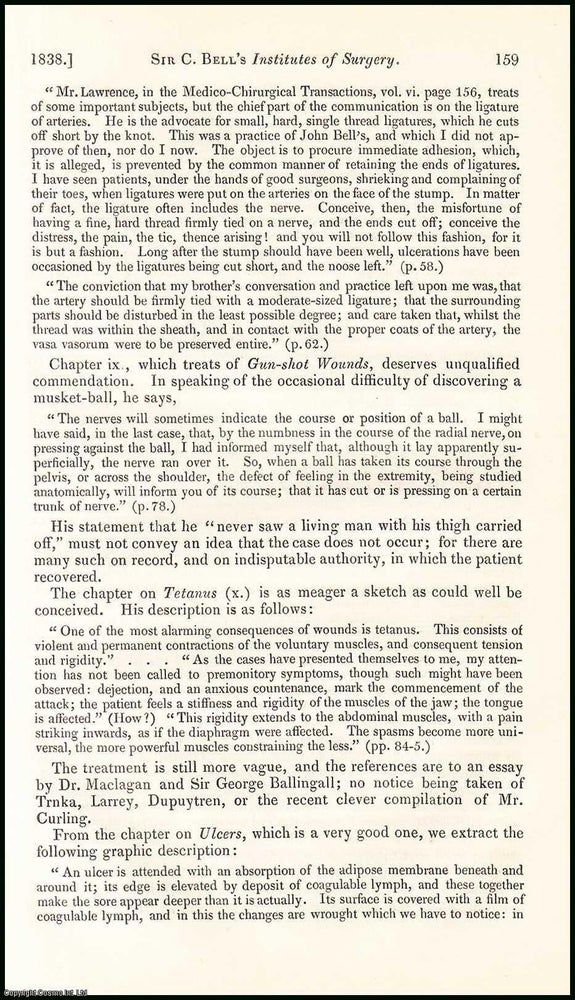 Item #508476 Institutes of Surgery, by Sir Charles Bell. An original essay from the British &...