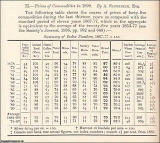 Item #508563 Prices of Commodities in 1890. An uncommon original article from the Journal of the...