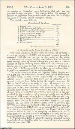 Item #508668 Silver Prices in India for 1897. An uncommon original article from the Journal of...