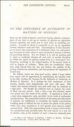 Item #508830 On The Influence of Authority in Matters of Opinion [by George Cornewall Lewis]. An...