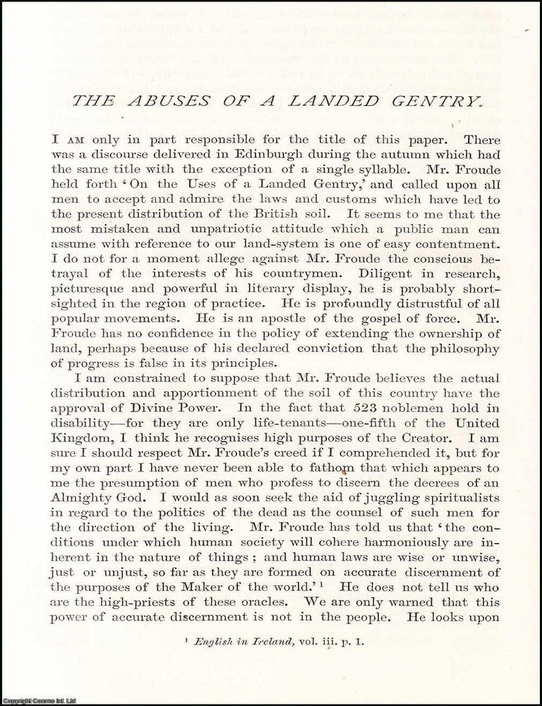 Item #508850 The Abuses of a Landed Gentry. An original article from the Nineteenth Century...