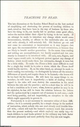 Item #508854 Teaching To Read. An original article from the Nineteenth Century Magazine, 1877....