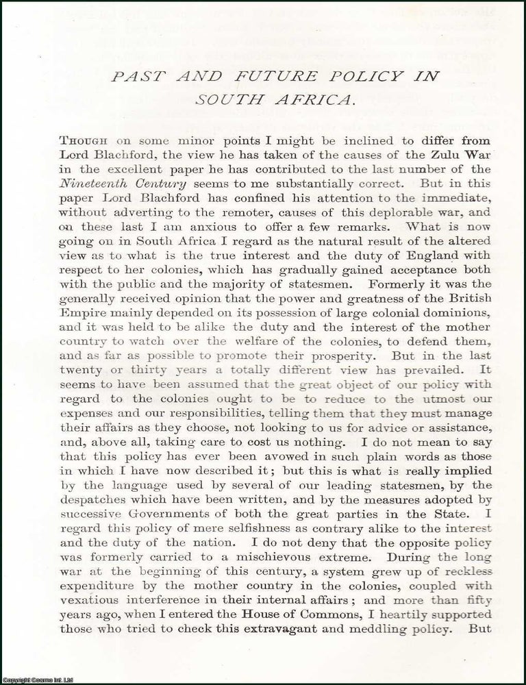 Item #508918 Past and Future Policy in South Africa. An original article from the Nineteenth Century Magazine, 1879. Henry George Grey.