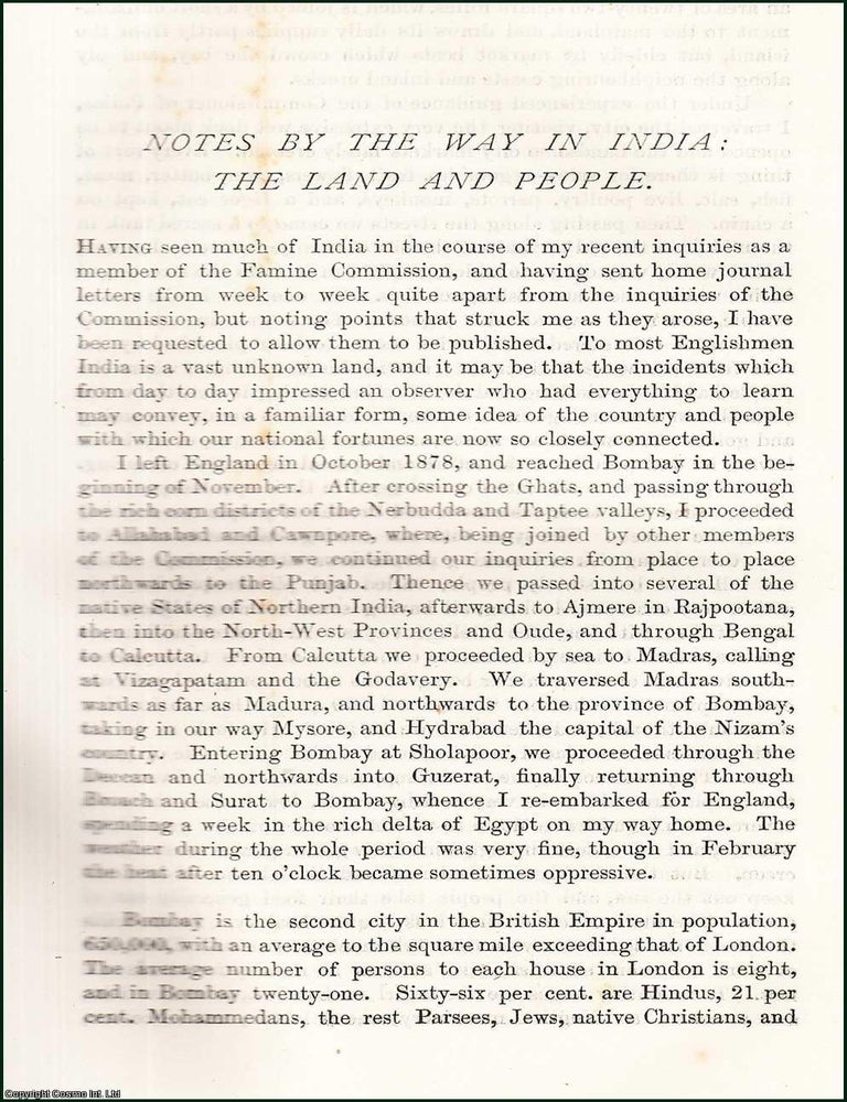 Item #508943 Notes by the way in India : The Land and People. A complete 4 part original article...