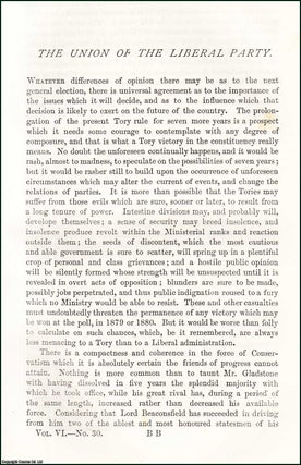 Item #508950 The Union of The Liberal Party. An original article from the Nineteenth Century...