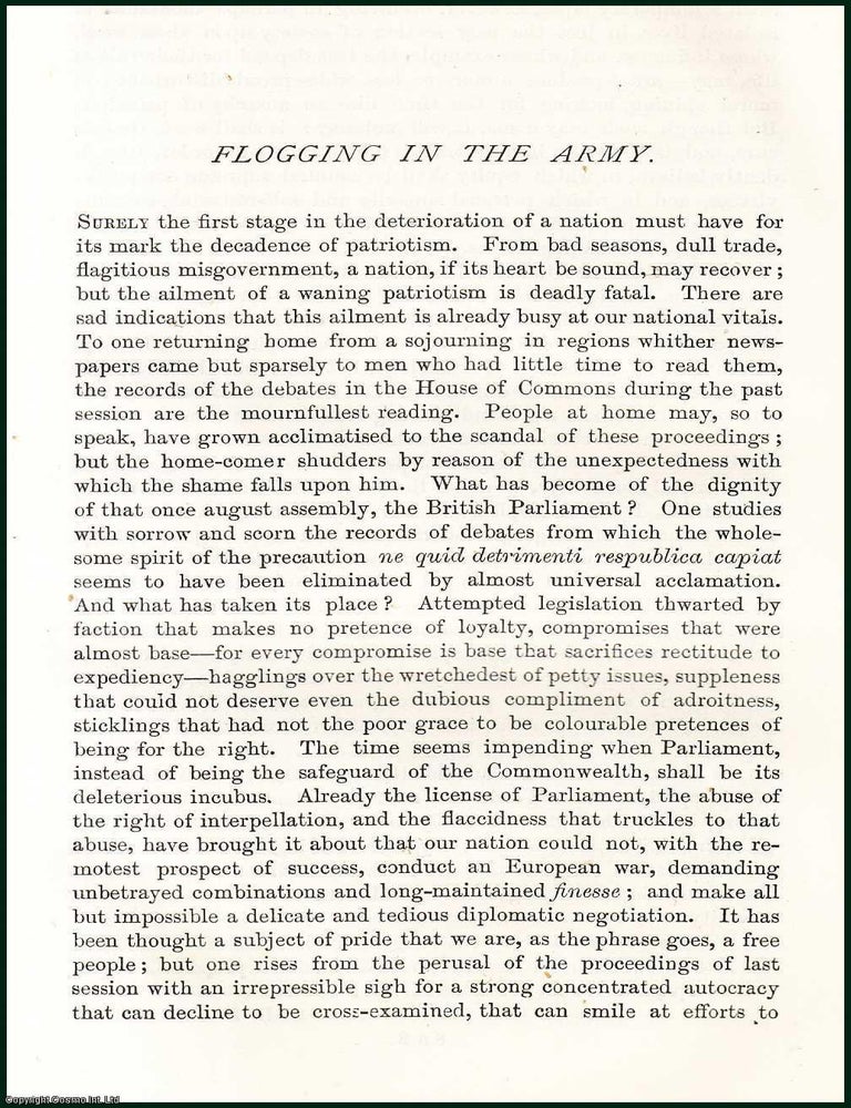 Item #508958 Flogging in the Army. An original article from the Nineteenth Century Magazine,...