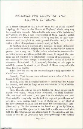 Item #508976 Reasons for Doubt in The Church of Rome. An original article from the Nineteenth...