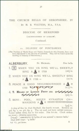 Item #508984 1906. The Church Bells (part 4) of Shropshire. An original article from the...