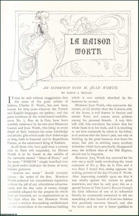 Item #509112 La Maison Worth : an Interview with M. Jean Worth. By Marie A. Belloc. An original...