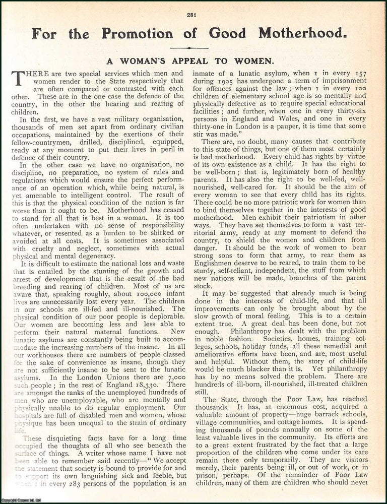 Item #509506 A Woman&rsquo;s Appeal to Women: Advancing the Cause of Good Motherhood. Written by...