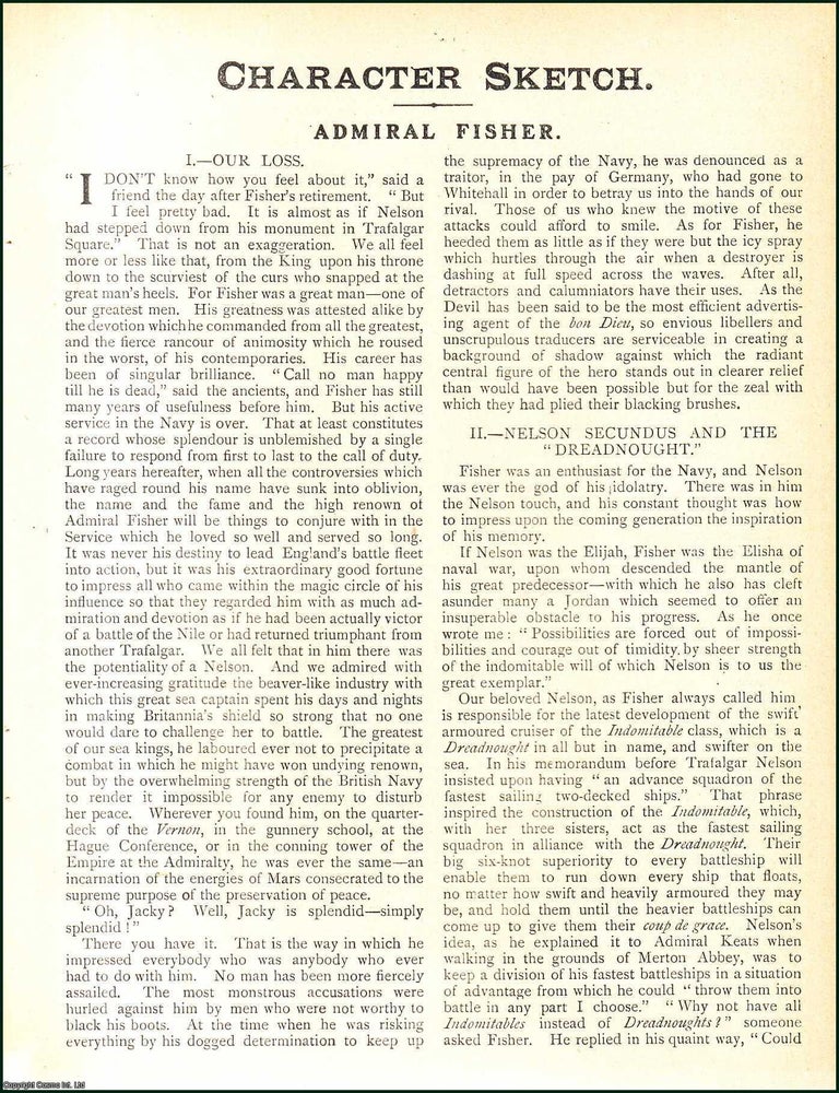 Item #509587 Admiral Fisher: A Study of the Naval Reformer. Edited by W.T. Stead, 1910. ADMIRAL FISHER.