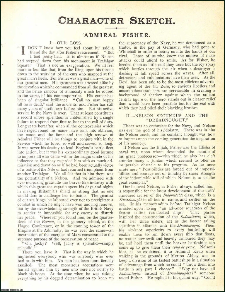 Item #509587 Admiral Fisher: A Study of the Naval Reformer. Edited by W.T. Stead, 1910. ADMIRAL...