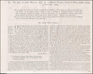 Item #509672 The Case of John Wilkes, Esq. on a Habeas Corpus, Common Pleas, Easter Term, 3...