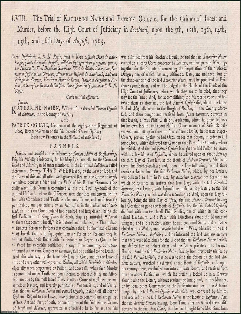 Item #509749 The Nairn-Ogilvie Case: Trials for Incest & Murder, 1765, before the High Court of...