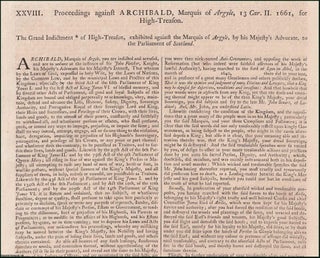 Item #509753 Proceedings against Archibald, Marquis of Argyle, 1661, for High-Treason. An...