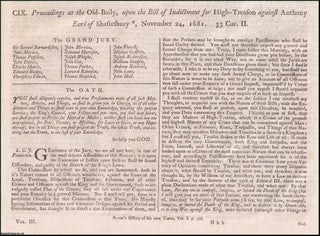 Item #509759 Proceedings at the Old-Baily, upon the Bill of Indictment for High-Treason against...