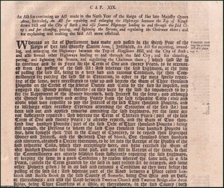 Item #509772 Bath Highways, Streets, etc. Act 1720 c. 19. An Act for continuing an Act made in...