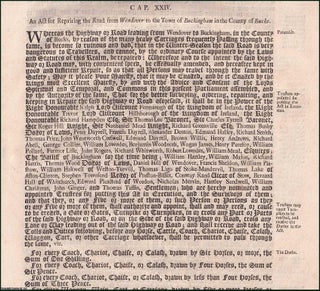 Item #509773 Buckinghamshire Roads Act 1720 c. 24. An Act for Repairing the Road from Wedover to...