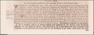 Plantation Trade Act 1695 c. 22. An Act for preventing. King William III.