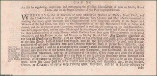Item #509805 Woollen Manufacture Act 1711 c. 16. An Act for regulating, improving, and...