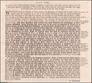 Item #509810 Duties on Salt, etc. Act 1706 c. 29. An Act for ease of her Majesties Subjects in...