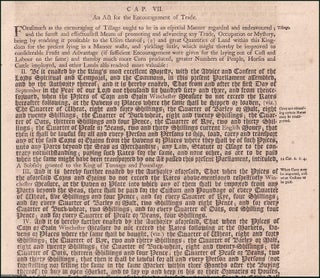 Item #509813 Encouragement of Trade Act 1663 c. 7. An Act for the Encouragement of Trade. King...