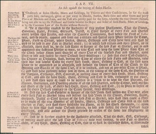 Item #509822 Sale of Horses Act 1555 c. 7. An Act against the Buying of stolen Horses. Mary I