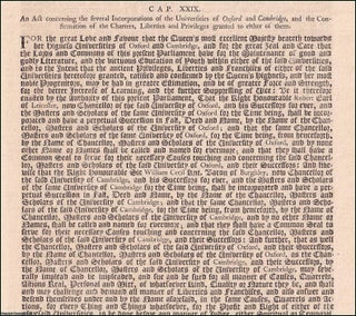 Item #509828 Oxford and Cambridge Act 1571 c. 29. An Act concerning the several Incorporations of...