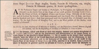 Item #509837 Union of England and Scotland c. 1. An Act for the utter Abolition of all Memory of...