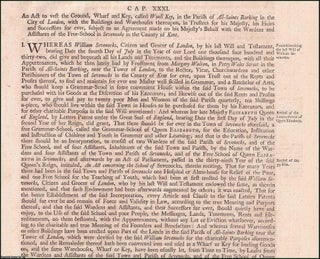 Item #509856 Sevenoaks Grammar School and Charity Act 1721 c. 31. An Act to vest the Ground,...