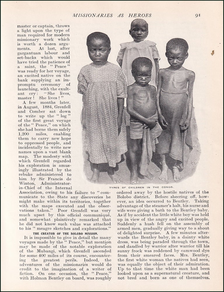 Item #509904 Missionaries as Heroes. An uncommon original article from the Harmsworth London...