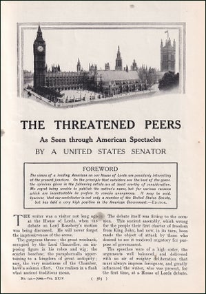 Item #509917 The Threatened Peers as seen through American Spectacles : House of Lords. An...