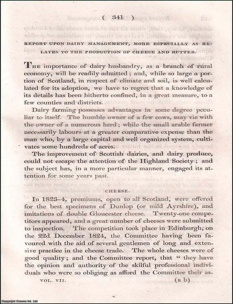 Item #510243 Dairy Management, more especially as Relates to the Production of Cheese &...