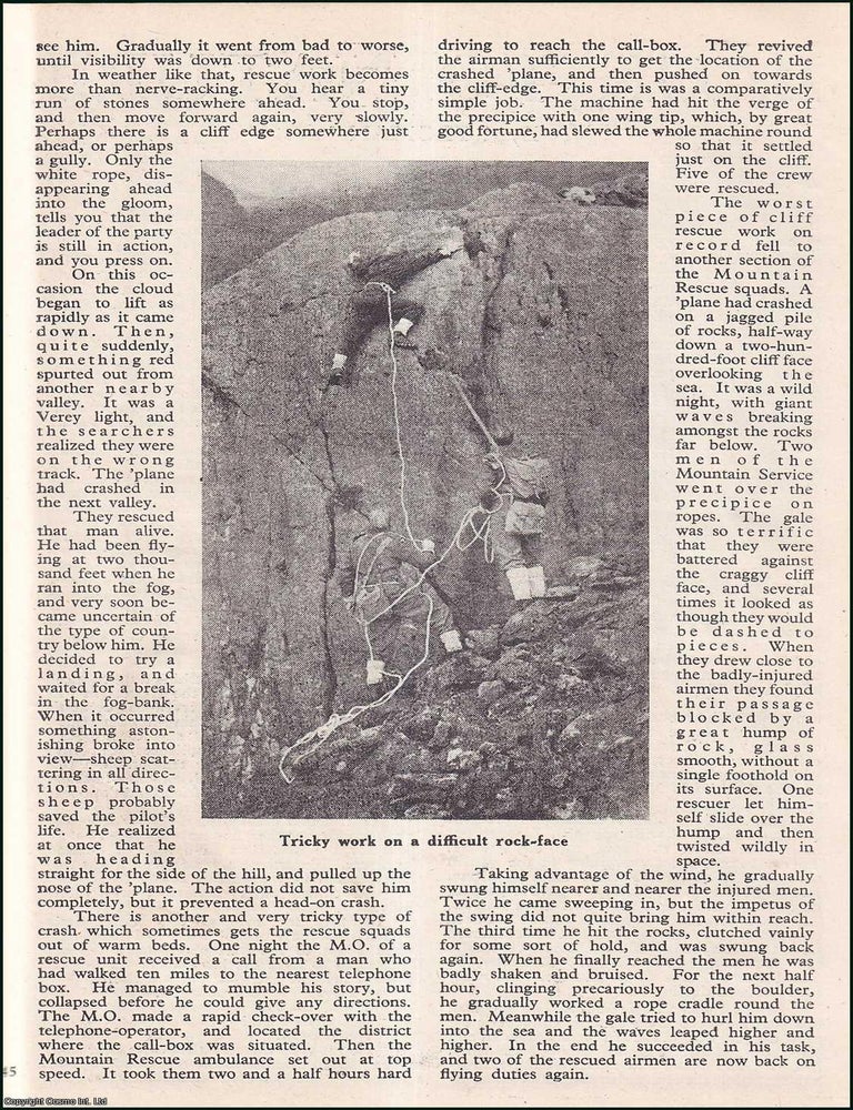 Item #510625 R.A.F. Mountain Rescue : the Carnedds Range, in Wales. WIDE WORLD MAGAZINE : Truth really is stranger than fiction : This is an uncommon original article taken from the Wide World Magazine, 1945. Wide World Magazine Articles.