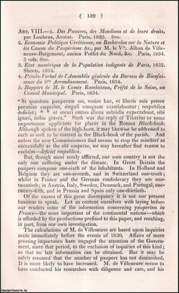 Item #510720 Pauperism in France. An uncommon original article from the Foreign Quarterly Review,...